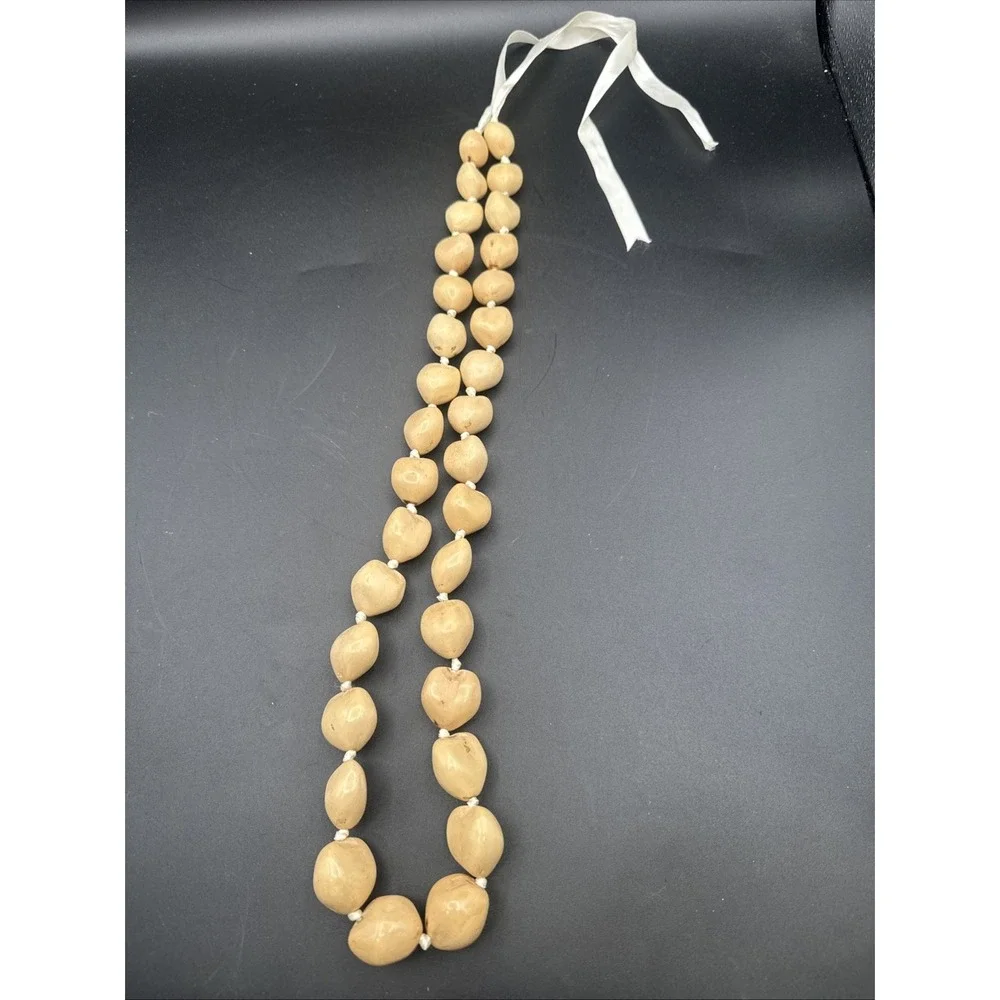 Hawaiian Kukui Nut Cream Lei for Wedding graduation Luau Hula Party Lei Necklace
